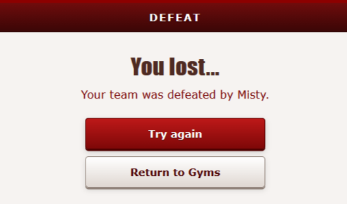 Battle defeat screen